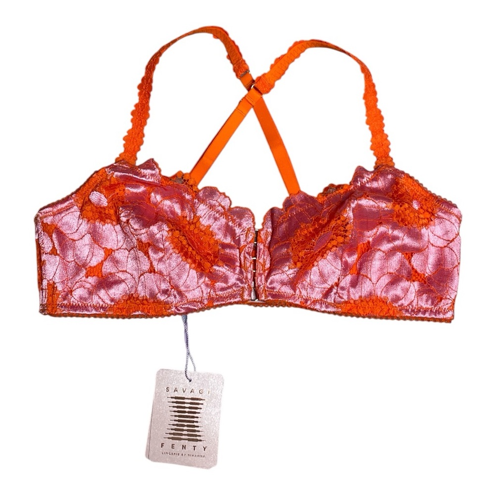 SAVAGE X FENTY PERFECT POPPIES LACE BRALETTE [Orange/Purple]